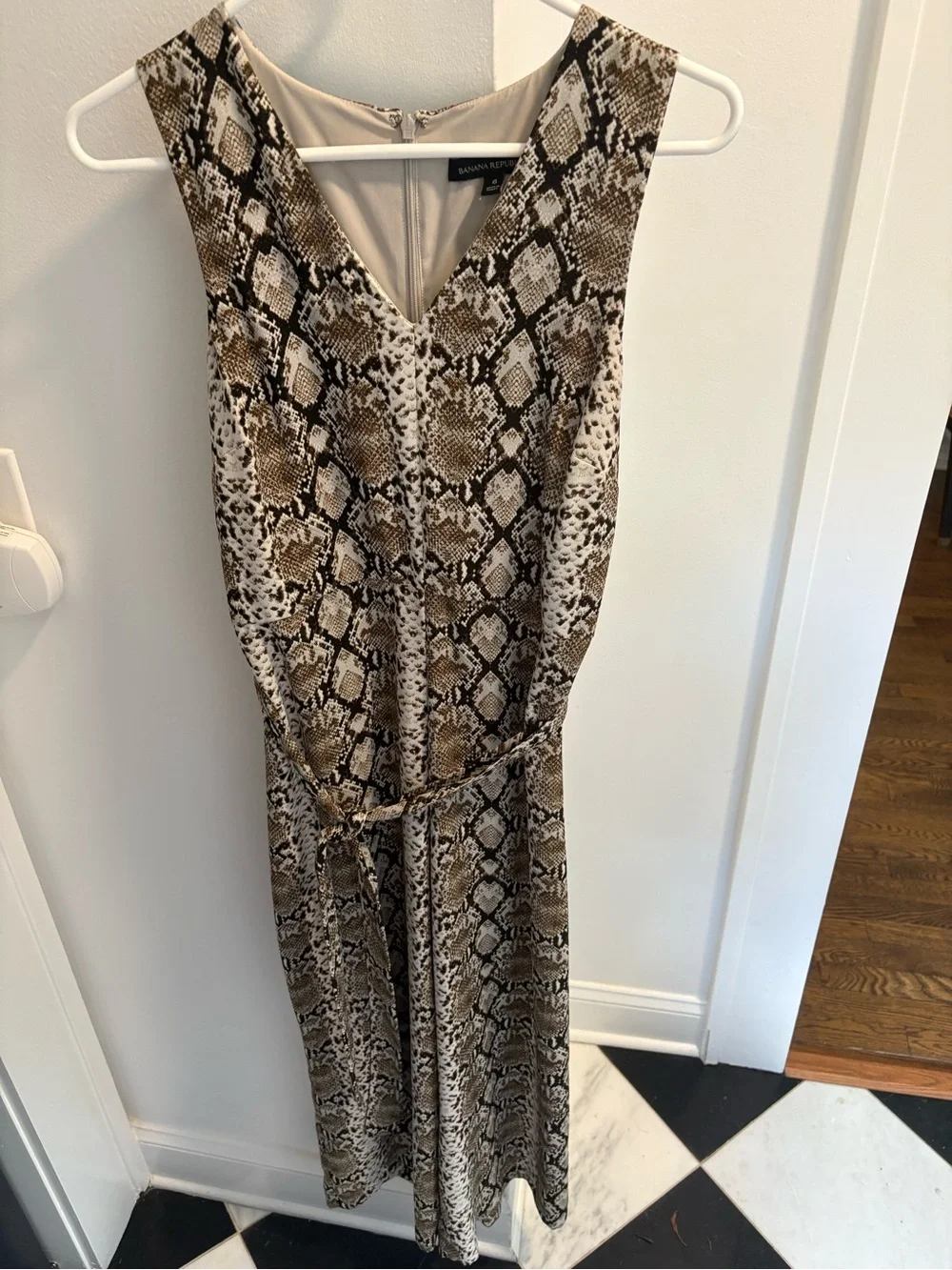 Banana Republic Beige and Black Snake-Print Sleeveless Jumpsuit